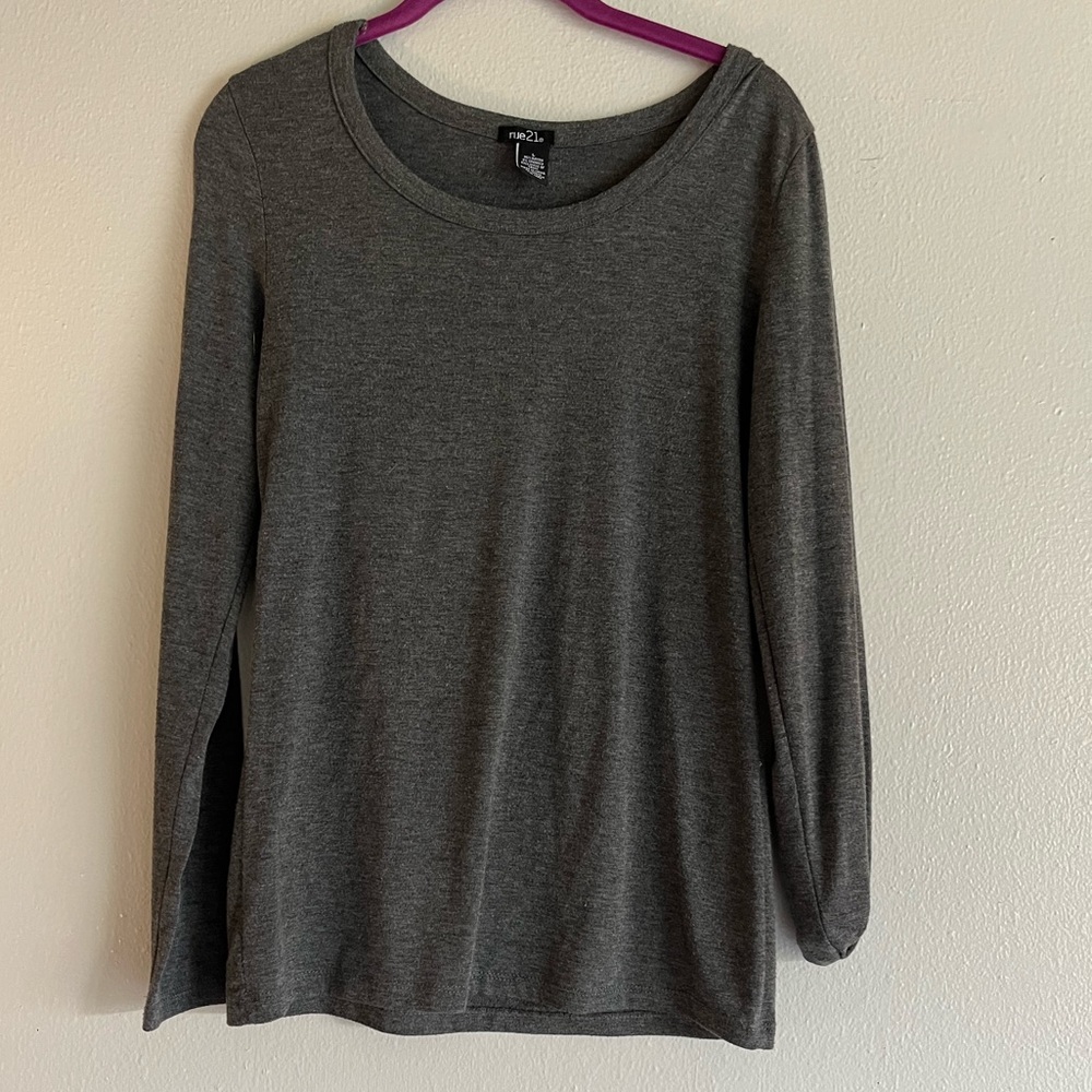Size large, Rue 21 long sleeve dark grey shirt